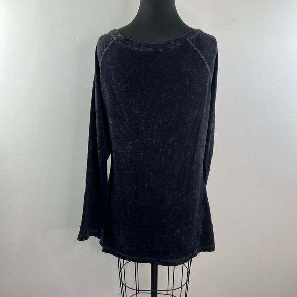 NORMA KAMAL Gray Organic Cotton Top Long Sleeve Deep V-Neckline Size L Large - Picture 7 of 10